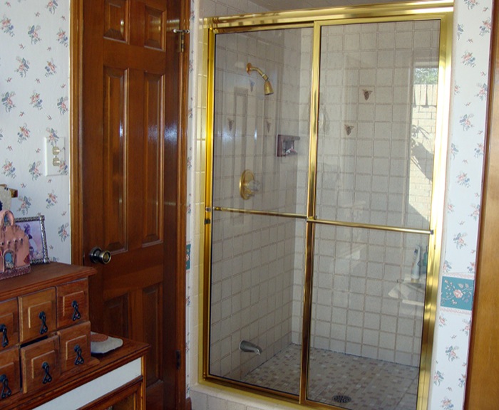 Framed Shower Door Slider: Golden